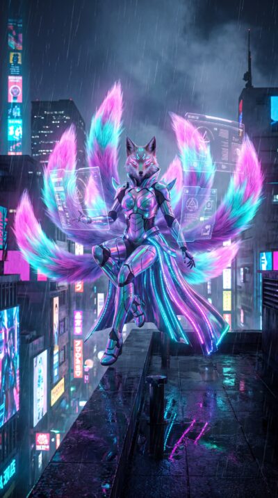 Neon Kitsune Queen Wallpaper
